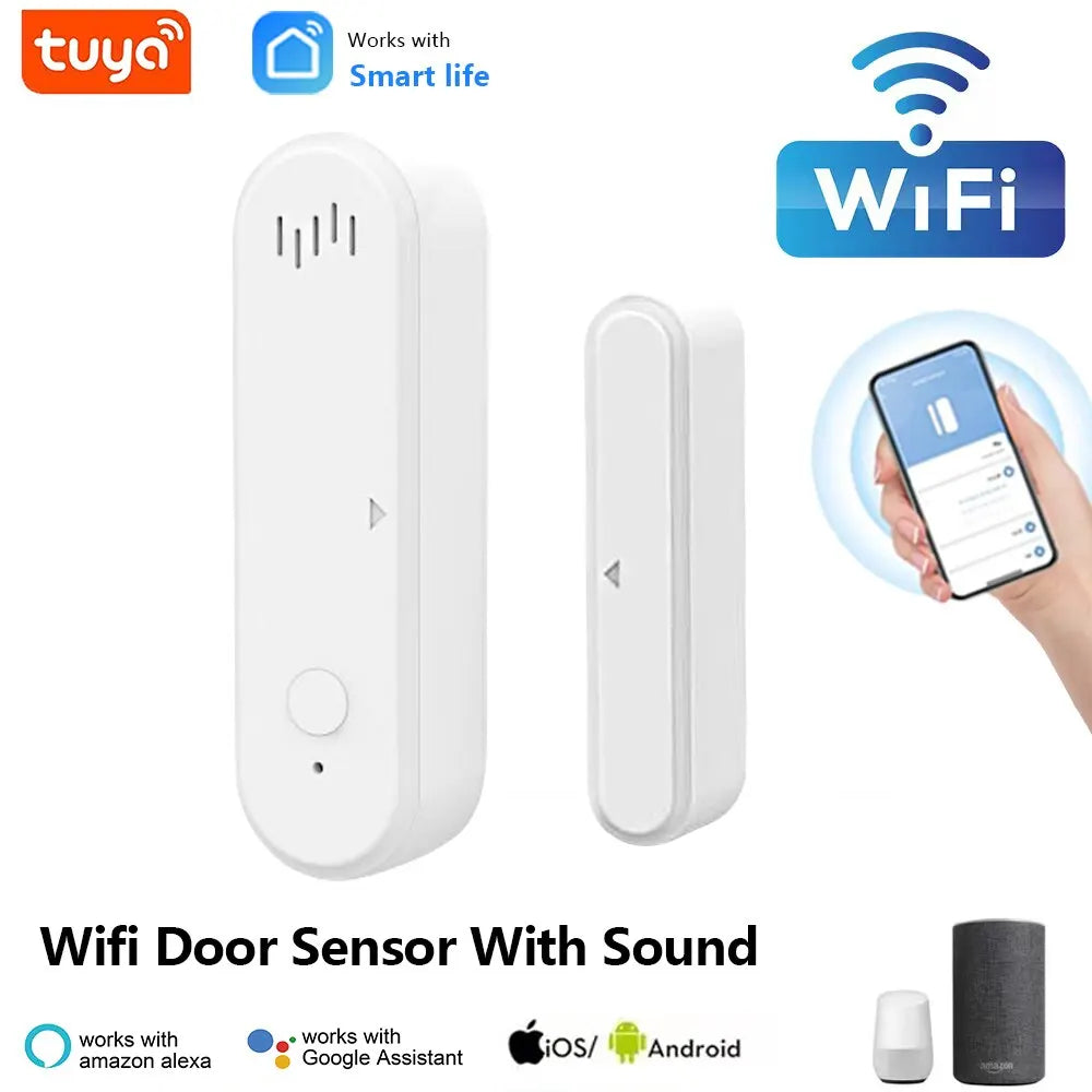 Tuya Smart Wifi Door Sensor 80Db Sound Window Sensor Smart Life Arm Disarm Door Sensor APP Alert Alarm Door Sensor