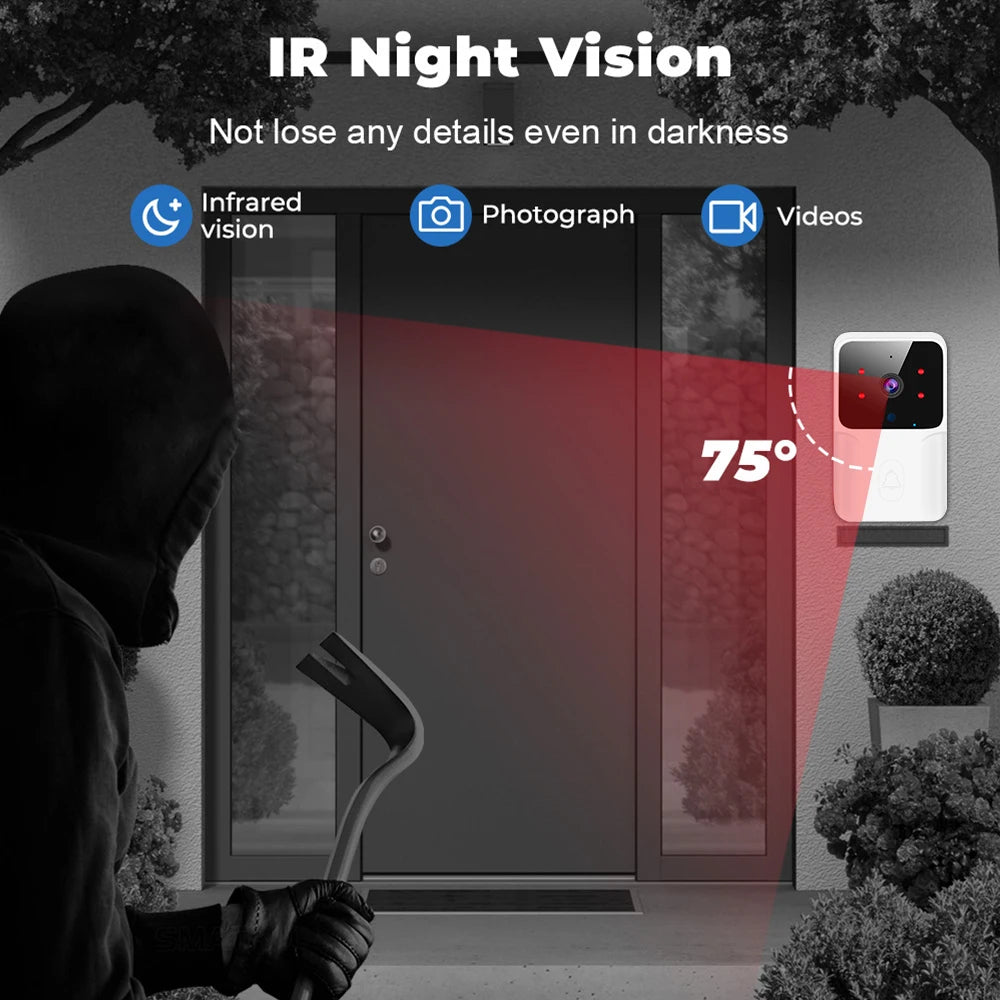 2026 Wireless Smart Video Doorbell, 2.4G Wifi Home Security Camera, 2-Way Audio, Night Vision, Battery, Secure Home Monitoring