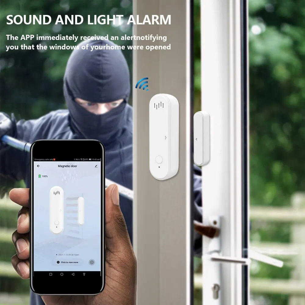 Tuya Smart Wifi Door Sensor 80Db Sound Window Sensor Smart Life Arm Disarm Door Sensor APP Alert Alarm Door Sensor